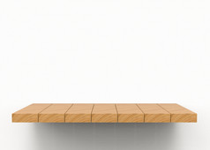 呈现空棕色（的）木面板板架子上复制空间白色背景可以把任何产品