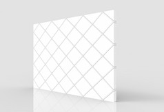 呈现的角度来看视图变形白色几何网格模式瓷砖墙与剪裁路径灰色的背景
