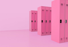 呈现的角度来看视图甜蜜的粉红色的金属储物柜行背景