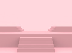 呈现现代软粉红色的颜色楼梯的阶段背景