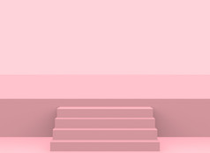 呈现现代软粉红色的颜色楼梯的阶段背景