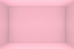 呈现空甜蜜的粉红色的颜色矩形多维数据集盒子角落里墙背景