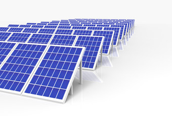 呈现电能源发电机系统太阳能细胞面板场农场行业白色背景