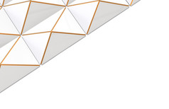 呈现现代豪华的白色三角形网格与金边缘行模式设计白色复制空间瓦勒背景