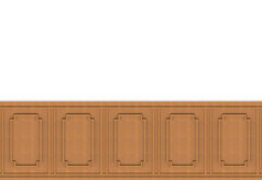 呈现豪华的棕色（的）木广场形状模式面板古董设计白色墙背景