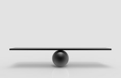 呈现空空白黑色的金属球平衡规模白色背景