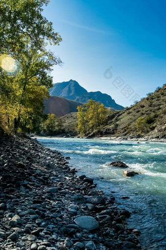 的山河流在的岩石的河流是阿尔泰自然阿尔泰山河流在的岩石的河流是阿尔泰自然阿尔泰