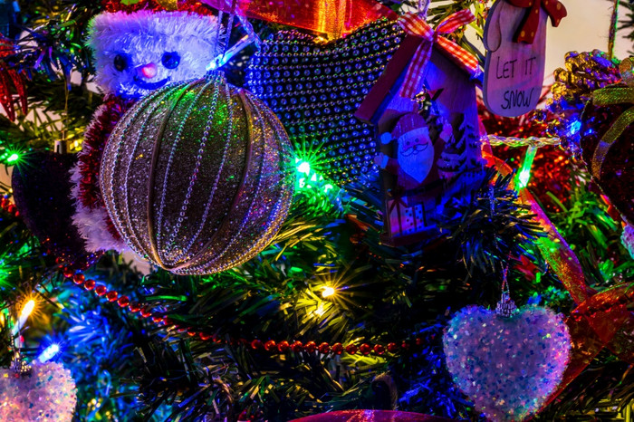 圣诞节装饰圣诞节树与圣诞节灯图片