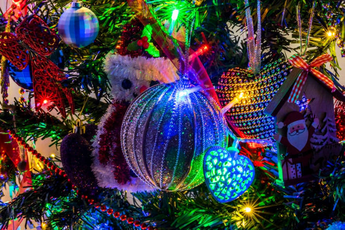 圣诞节装饰圣诞节树与圣诞节灯图片