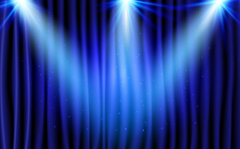 蓝色的窗帘剧院场景阶段背景摘要背景与奢侈品丝绸天鹅绒和工作室灯为奖仪式聚光灯照亮