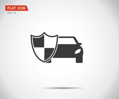 车辆图标盾汽车车警卫保险标志向量插图