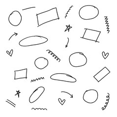手画箭头集摘要形状涂鸦集合黑色的方向草图符号向量插图图形设计元素向量