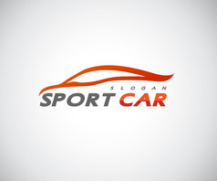 体育车标志公司摘要车设计概念汽车向量插图