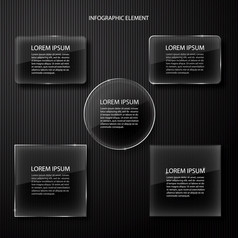 现代最小的黑色的infographics设计元素为业务演讲玻璃元素透明的对象使用为工作流一步策略和时间轴向量插图每股收益