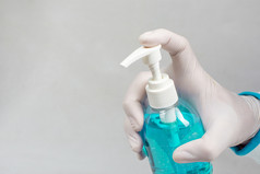 新冠病毒病毒预防酒精洗手液瓶手医生为对感染与复制空间电晕病毒