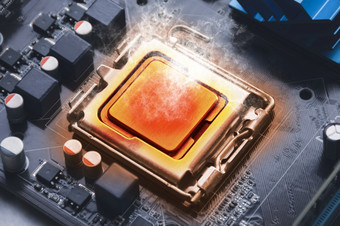 的Cpu<strong>处理器</strong>芯片过热和伯恩斯的套接字的电脑主板