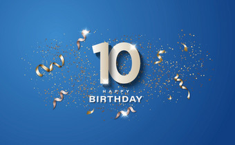 生日与白色数字蓝色的背景快乐生日横幅概念事件装饰插图股票