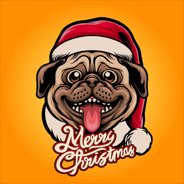 的哈巴狗狗快乐圣诞节插图为卡广告和商品