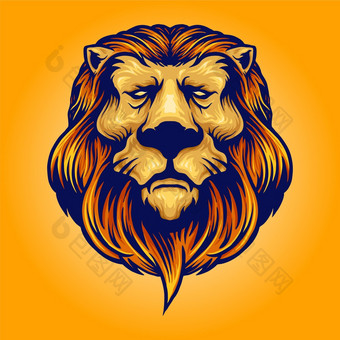 很酷的头狮子标志向量插图为你的工作标志吉祥物商品t恤贴纸和标签设计海报问候卡片广告业务公司品<strong>牌</strong>