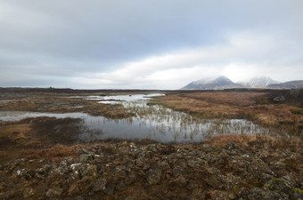 风景优美的<strong>冰岛</strong>景观与岩石字段