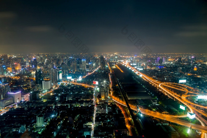 曼谷城市晚上泰国夜间