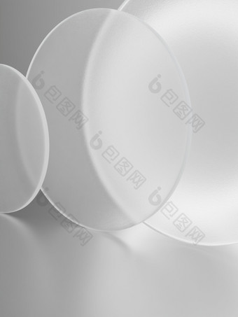 呈现软光和半透明的圆盘子重叠产品显示背景为护肤品医疗保健产品简单的不光滑的白色和灰色的