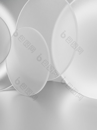 呈现软光和半透明的圆盘子重叠产品显示背景为护肤品医疗保健产品简单的不光滑的白色和灰色的