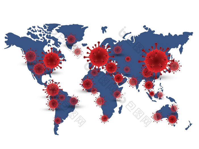 插图背景科维德地图确认情况下报告在世界范围内在全球范围内冠状病毒疾病情况更新在世界范围内地图显示在哪里的冠状病毒有传播白色背景向量插图