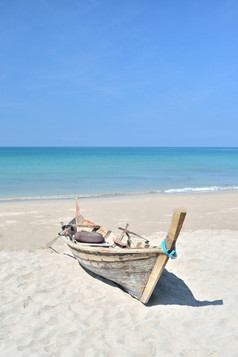 长尾巴船热带海滩安达曼海泰国