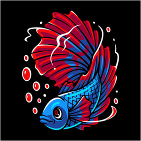 搏鱼鱼吉祥物标志