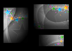 设计集合五彩缤纷的星星水平垂直背景而且横幅