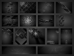 科技几何黑色的背景集合科技几何黑色的背景集合黑暗概念插图模板设计