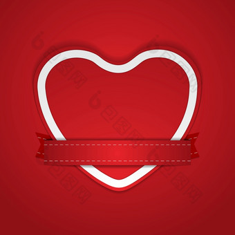 情人节一天背景与纸心和丝带红色的纸心与白色框架和磁带丝带情人节一天背景问候卡插图