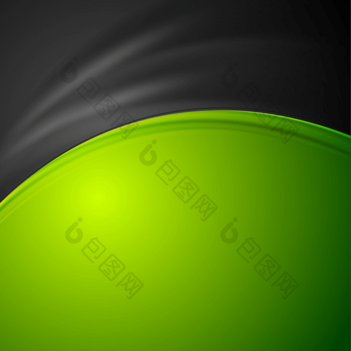 对比绿色和黑色的摘要波浪背景对比绿色和黑色的摘要波浪背景光滑的曲线图形设计插图
