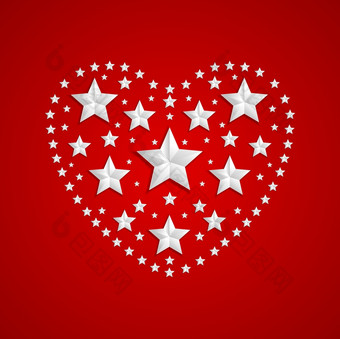 心象征使灰色的星星红色的背景心形状象征使灰色的星星红色的背景快乐情人节一天图形设计