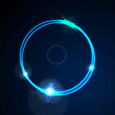 发光蓝色的霓虹灯环闪亮的背景发光蓝色的霓虹灯明亮的环闪亮的背景能源效果设计