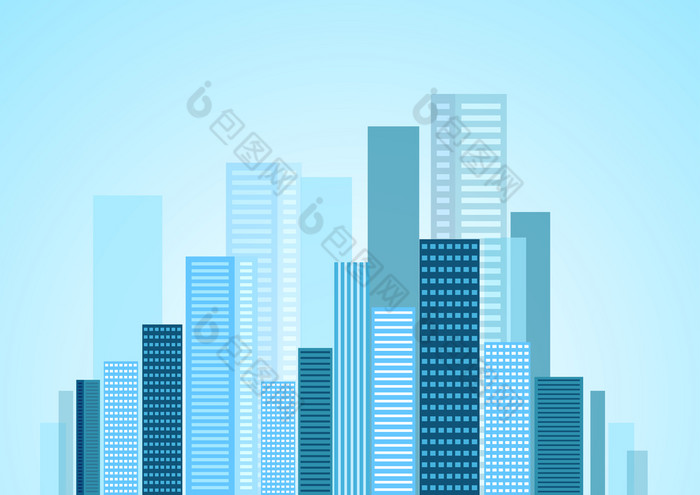 城市现代城市蓝色的全景城市现代城市全景