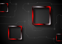 摘要黑色的技术背景与行和红色的光滑的广场技术背景与行和红色的光滑的广场