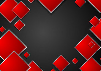 摘要红色的几何广场与金属框架黑色的背景摘要红色的几何广场与金属框架