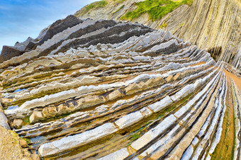 steeply-tilted层<strong>飞翔飞翔</strong>悬崖巴斯克海岸联合国教科文组织全球地质公园欧洲地质公园网络Zumaiaguipuzcoa巴斯克国家西班牙欧洲