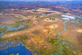 空中视图奥卡万戈湿地奥卡万戈δ联合国教科文组织世界遗产网站看奖品湿地博茨瓦纳非洲