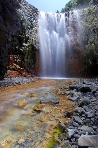 瀑布颜色峡谷的limonero峡谷已升级火山口taburiente国家公园生物圈储备泽帕地方政府投资公司棕榈金丝雀岛屿西班牙欧洲