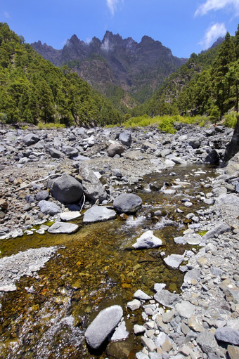 taburiente河和墙塔火山口taburiente国家公园<strong>生物</strong>圈储备泽帕地方政府投资<strong>公司</strong>棕榈金丝雀岛屿西班牙欧洲