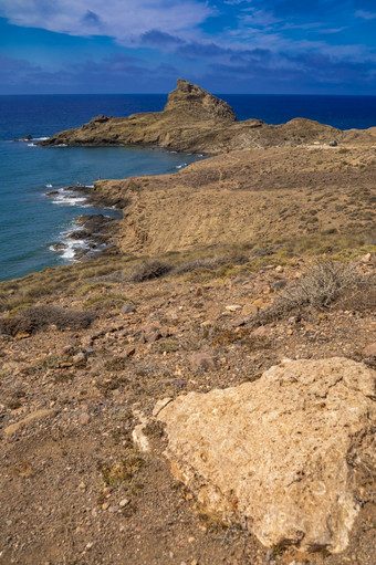 柱状节理结构高峰低熔岩流火山岩石下士gata-nijar自然公园联合国教科文组织生物圈储备热沙漠气候地区阿尔梅里亚安达卢西亚西班牙欧洲