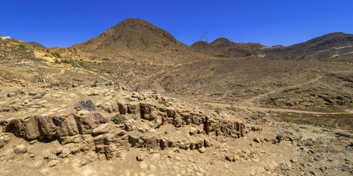 柱状节理结构高峰低熔岩流火山岩石下士gata-nijar自然公园联合国教科文组织生物圈储备热沙漠气候地区阿尔梅里亚安达卢西亚西班牙欧洲