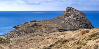 柱状节理结构<strong>高峰</strong>低熔岩流火山岩石下士gata-nijar自然公园联合国教科文组织生物圈储备热沙漠气候地区阿尔梅里亚安达卢西亚西班牙欧洲