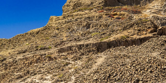 柱状节理结构<strong>高峰</strong>低熔岩流火山岩石下士gata-nijar自然公园联合国教科文组织生物圈储备热沙漠气候地区阿尔梅里亚安达卢西亚西班牙欧洲