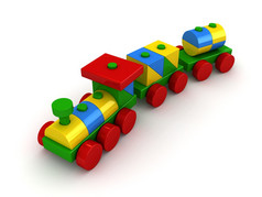 渲染玩具火车在白色背景