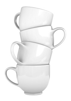 渲染白色咖啡杯孤立的白色背景
