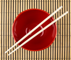 筷子和浸渍飞碟安排寿司竹子席